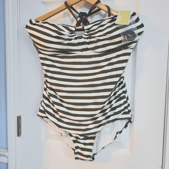 MICHAEL KORS Women's Swimsuit Olive/Ivy one piece size 14 NWT - Picture 1 of 5